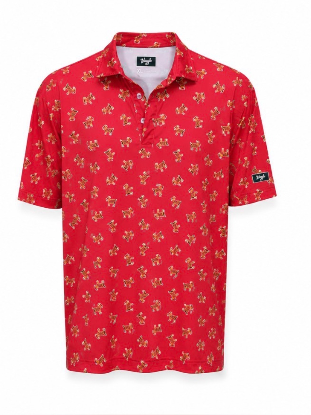 SOLD: Mercari. β³οΈ Waggle Tiger Print Golf Polo Shirt XL Performance Stretch - Picture 3 of 6